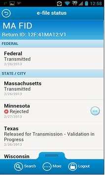 e-file Status screenshot 1