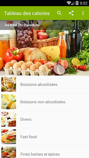 Tableau des calories screenshot 1