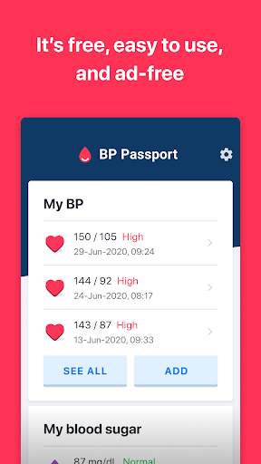 BP Passport: Free blood pressure   diabetes chart screenshot 4