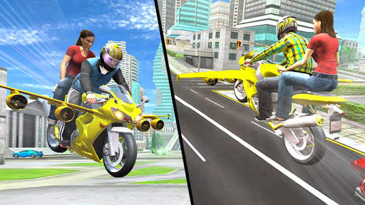 Flying Bike Modern Taxi - Bike Games 2020 screenshot 1
