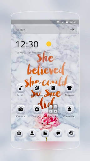 White Marble Neon Words Theme screenshot 1