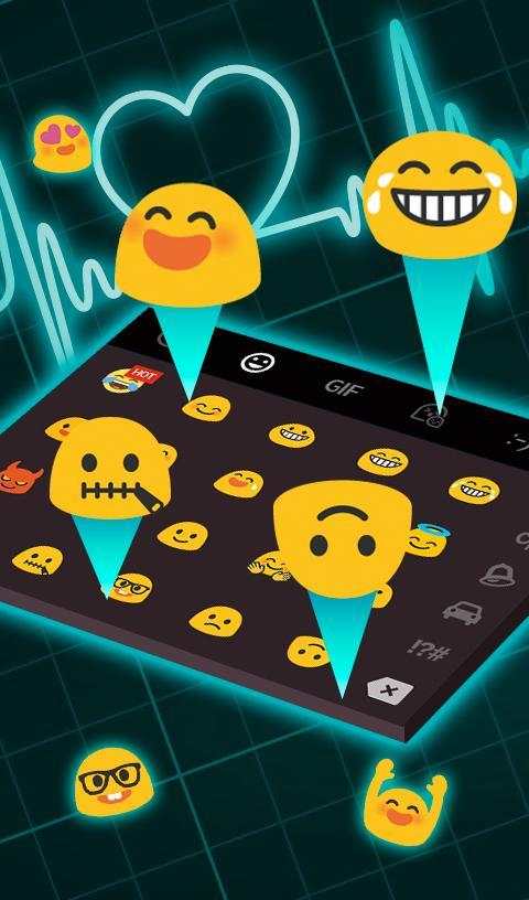 Live Neon Blue Heart Keyboard Theme screenshot 6