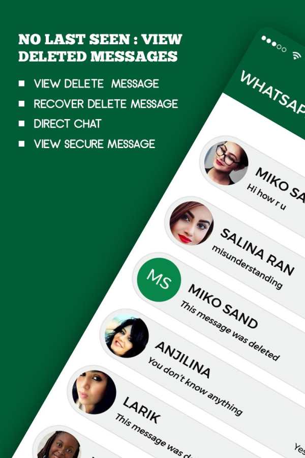No last seen : View Deleted Messages for WhatsApp screenshot 1
