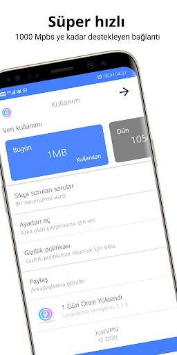Just VPN - Ücretsiz hızlı VPN erişim dns ve proxy screenshot 1