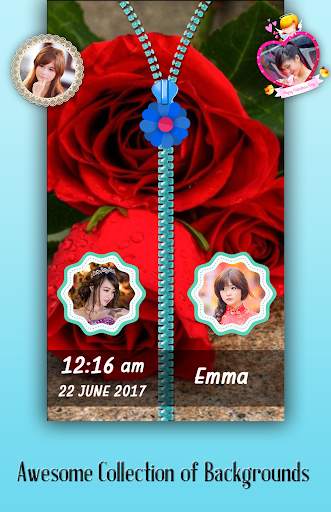 Red Rose Zipper Lock Screen screenshot 1