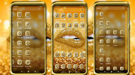 Gold Glitter Lips Launcher Theme screenshot 3