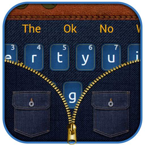 Blue Jeans Gold Zipper Keyboard Theme 10001001