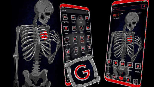Broken Heart Skeleton Launcher Theme screenshot 1