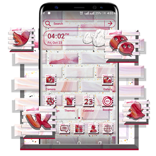 Pink Bricks Wall Launcher Theme أيقونة