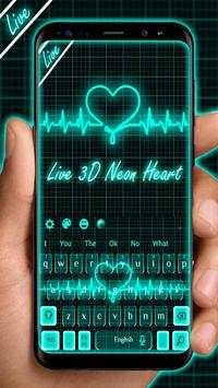Live 3D Neon Blue Love Heart Keyboard Theme screenshot 3