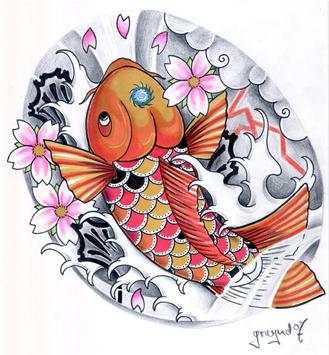 Koi Fish TattooDesingWallpaper 4 تصوير الشاشة
