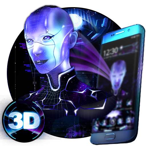 Neon Robotic girl 3D Theme 1.1.1