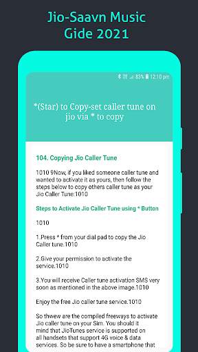 Guide for Jio-Saavn Free Music : Set Caller Tune screenshot 8