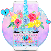 Lindo flor unicornio teclado tema icon