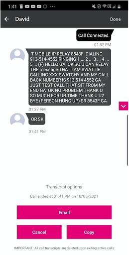 T-Mobile IP Relay screenshot 4