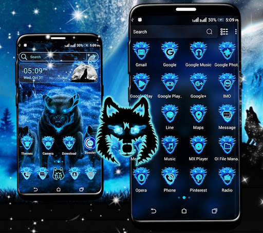 Blue Wolf Launcher Theme screenshot 4