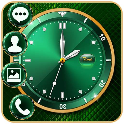 Gold Green Luxury Clock APUS launcher Theme 42.0.1001