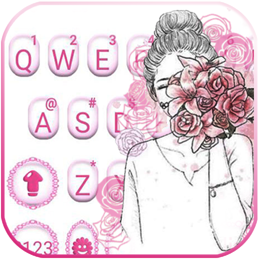 Pink Roses Girl Keyboard Theme icon