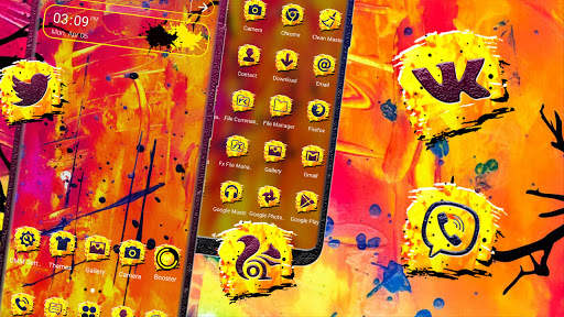 Yellow Red Painting Launcher Theme screenshot 1
