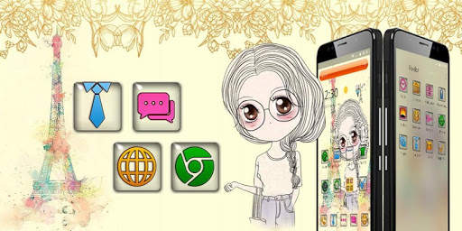 Cute cartoon girl theme screenshot 4