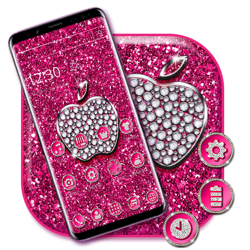 Pink Glitter Diamond Apple Theme icon