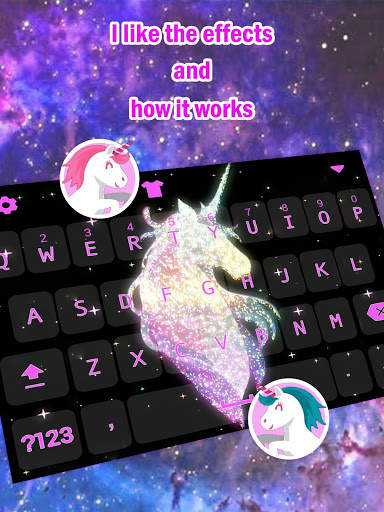 Glitter Galaxy Unicorn Keyboard Theme for Girls screenshot 3
