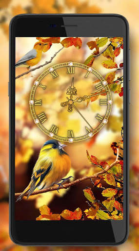 Autumn Birds Clock Live Wallpaper screenshot 2