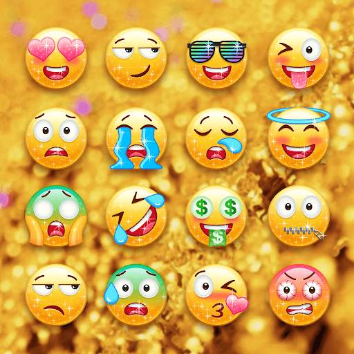 Kiwi Keyboard Glitter Golden emoji screenshot 4