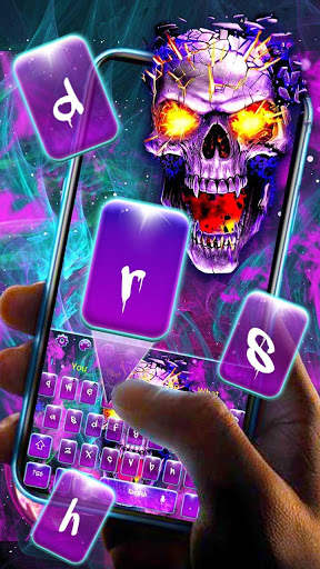 Burning Purple Skull Keyboard Theme screenshot 2
