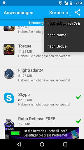 Ungenutzte App Entferner screenshot 3