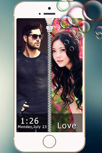 Couple Zipper Lock Screen screenshot 1