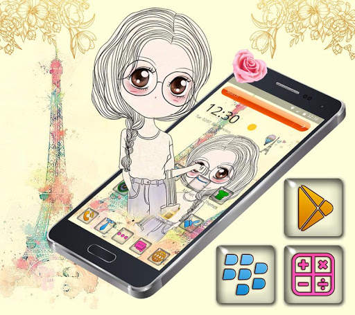 Cute cartoon girl theme screenshot 3