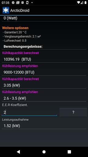 Klimaanlage berechnen BTU screenshot 7