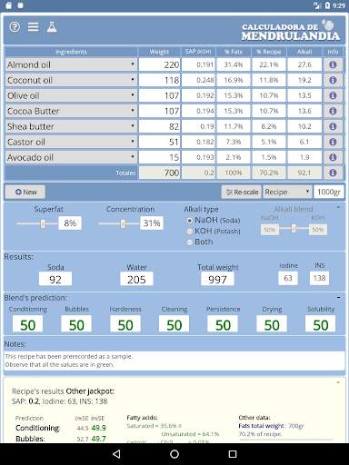 Mendrulandia (calculadora de saponificación) screenshot 9