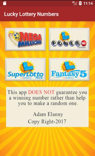 Lucky Lottery Numbers screenshot 1