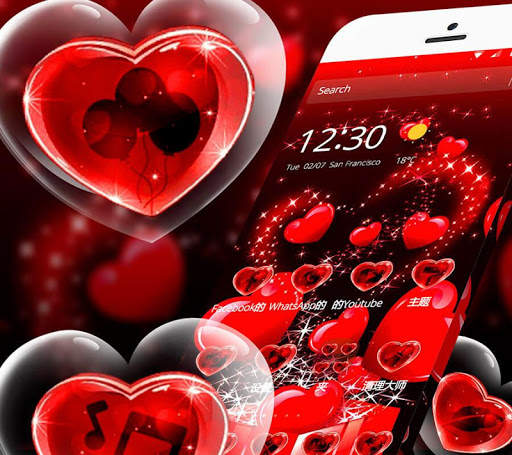 Red Heart Love Sparkling Theme screenshot 1