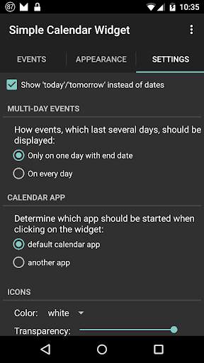 Simple Calendar Widget скриншот 6