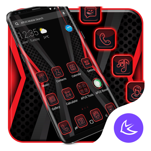 Black Red Crystal APUS Launcher theme أيقونة