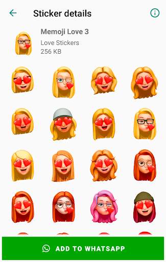 Love Sticker Memojis for WhatsApp - WAStickerApps screenshot 2