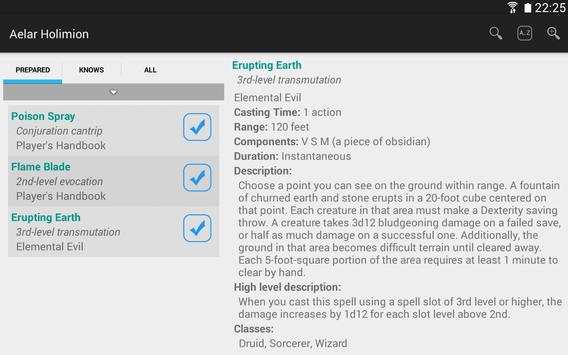 Fifth Edition Spell List Free screenshot 12