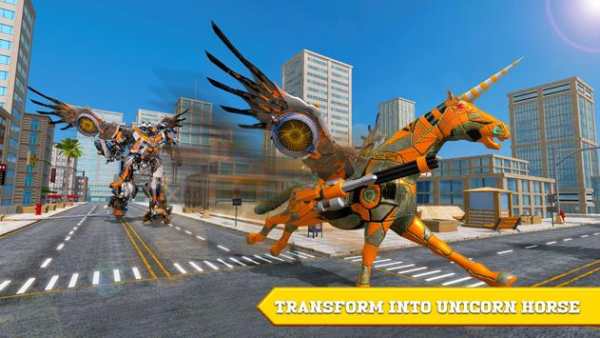 US Police Transform Car Robot Unicorn Horse Game screenshot 3