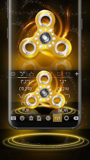 Fidget Spinner Golden Emoji Keyboard Theme screenshot 4