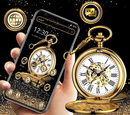 Golden Clock Launcher Theme⏰ screenshot 1