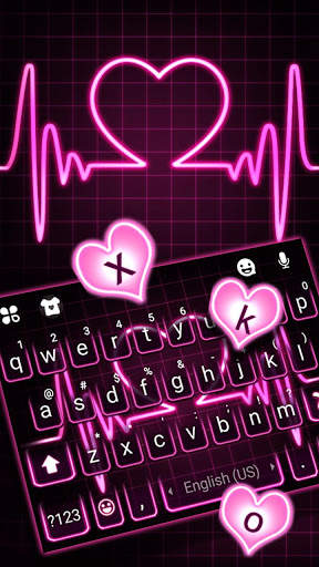 Pink Neon Heart Keyboard Theme screenshot 3