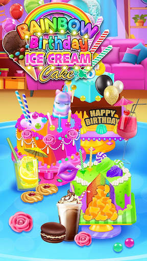 Rainbow Glitter Birthday Cake Maker - Baking Games screenshot 1
