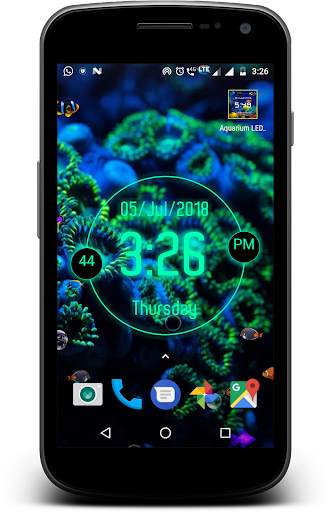 LED Digital Clock with Aquarium live wallpaper screenshot 2
