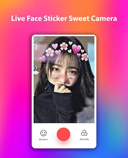 Live Face Sticker Sweet Camera Offline screenshot 1