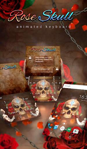 Rose Skull Animated Keyboard   Live Wallpaper स्क्रीनशॉट 1