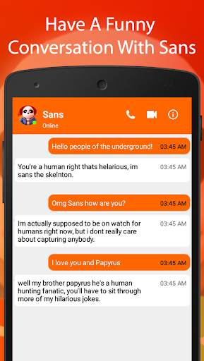 Best Funny Skeleton Sans Fake Chat And Video Call screenshot 1