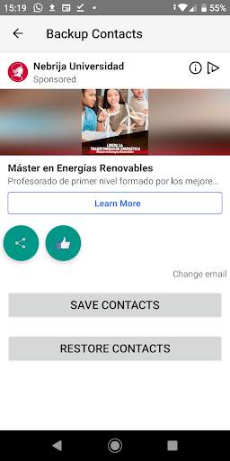 Backup Contacts 1 تصوير الشاشة